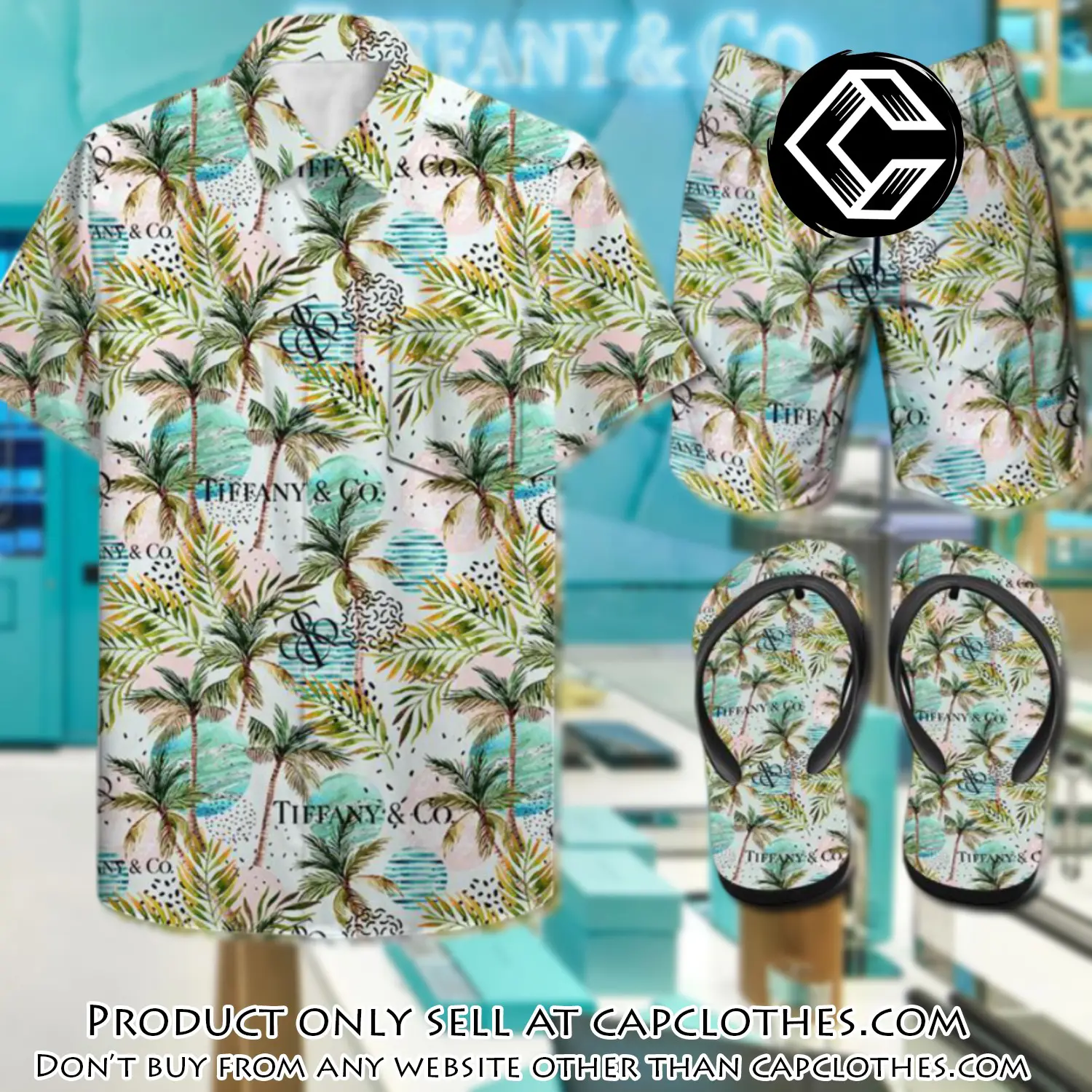 Tiffany & co. combo hawaii shirt shorts flip flops luxury brand summer outfit hsf165 cc5808952